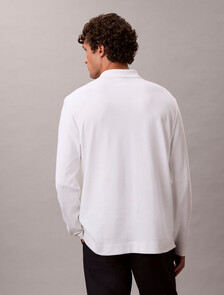 奢華綿質長袖 Polo 衫, Bright White, hi-res