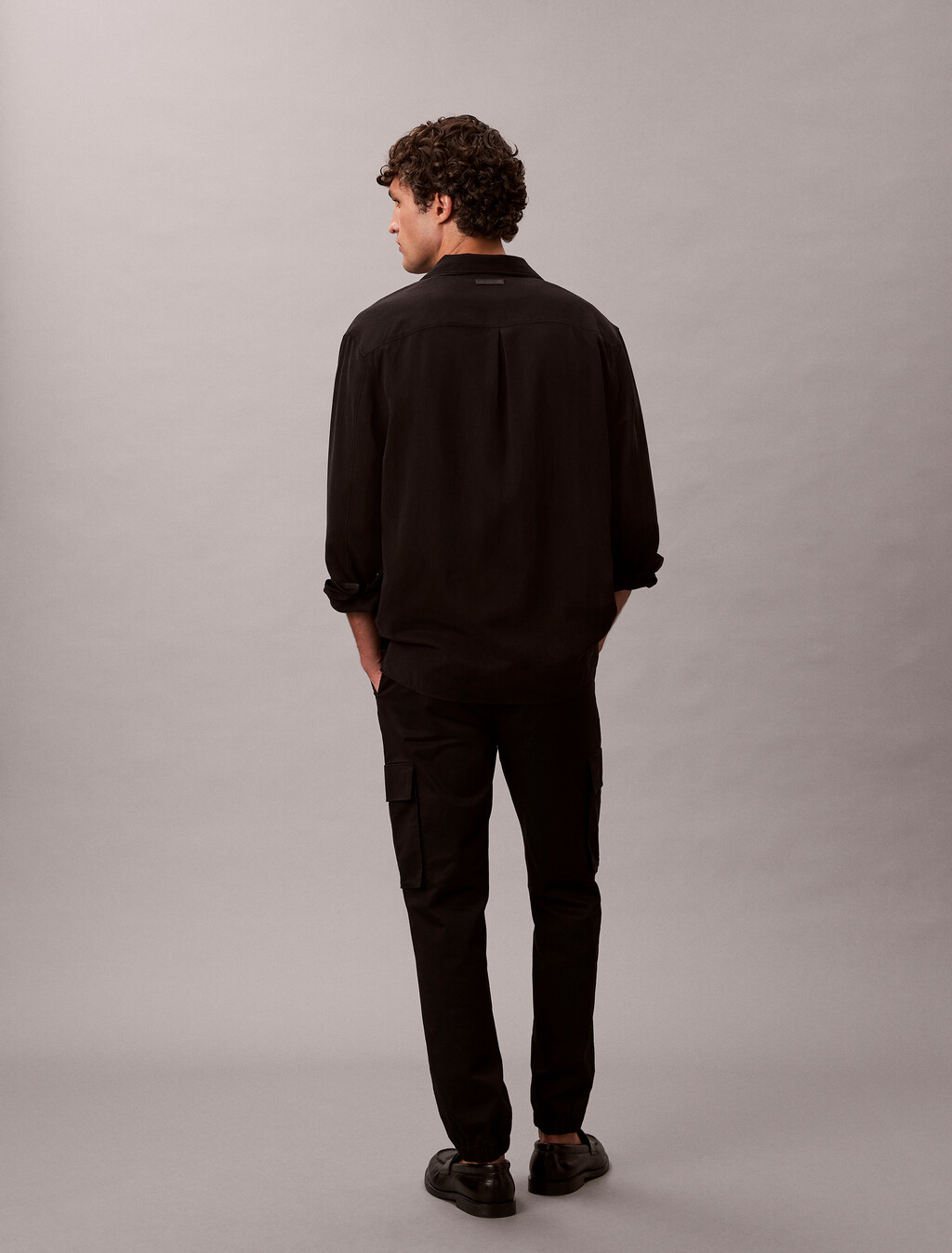 Skinny Twill Cargo Pants, Black, hi-res