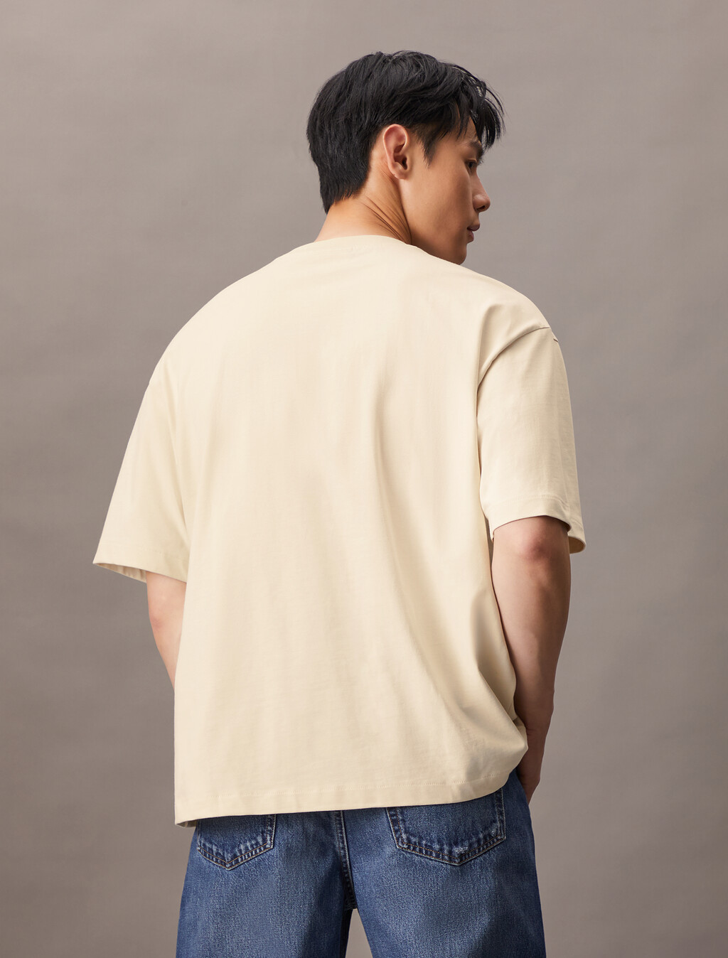 Calvin Logo 圓領上衣, Turtledove, hi-res