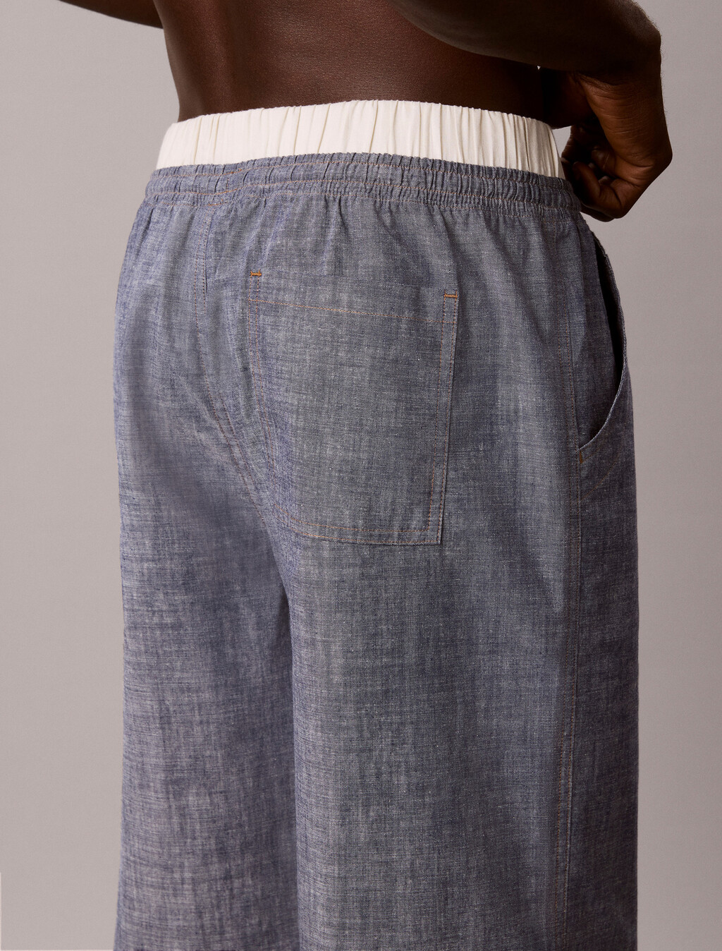 Cotton Chambray Sleep Pants, CHAMBRAY INDIGO, hi-res