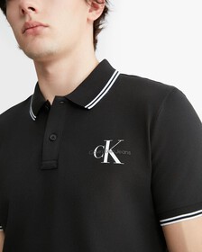 Monologo 標誌修身飾邊 Polo 衫, Ck Black, hi-res