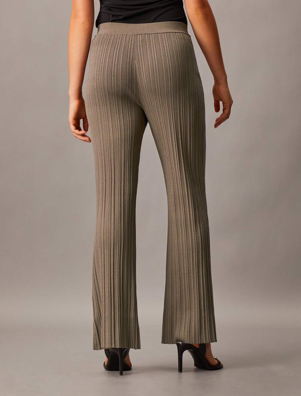High Rise Slim Rib Knit Pants, Falcon, hi-res