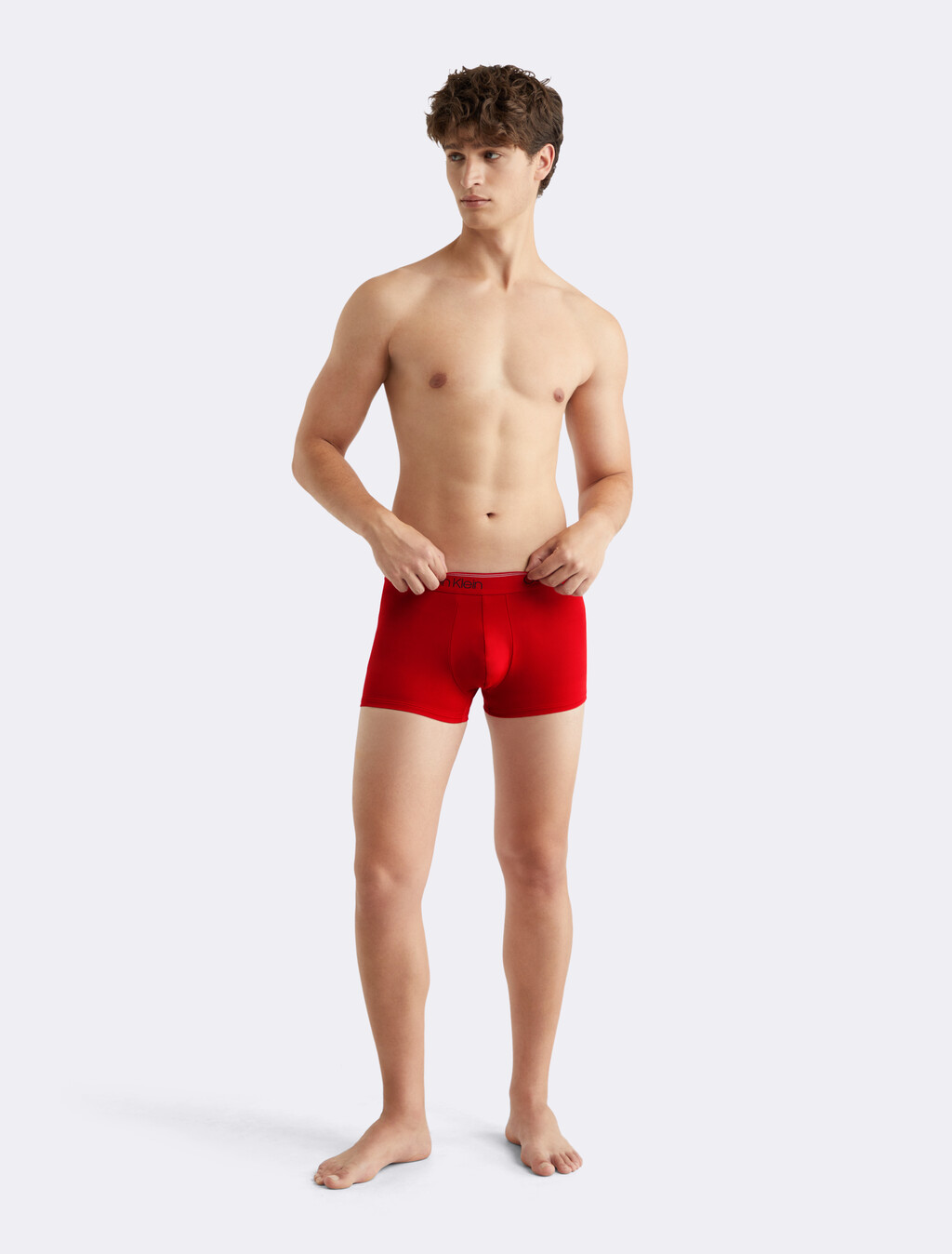 Calvin Klein Logo 低腰貼身短版四角褲 3 件組, 1 Black/ 1 Convoy/ 1 Red Gala, hi-res