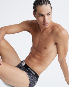 Calvin Klein 1996 微細纖維低腰三角內褲, HALFTONE GLITCH LOGO PRINT+BLACK, hi-res