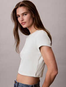 Slim Cropped Logo T-shirt, Phantom Green, hi-res