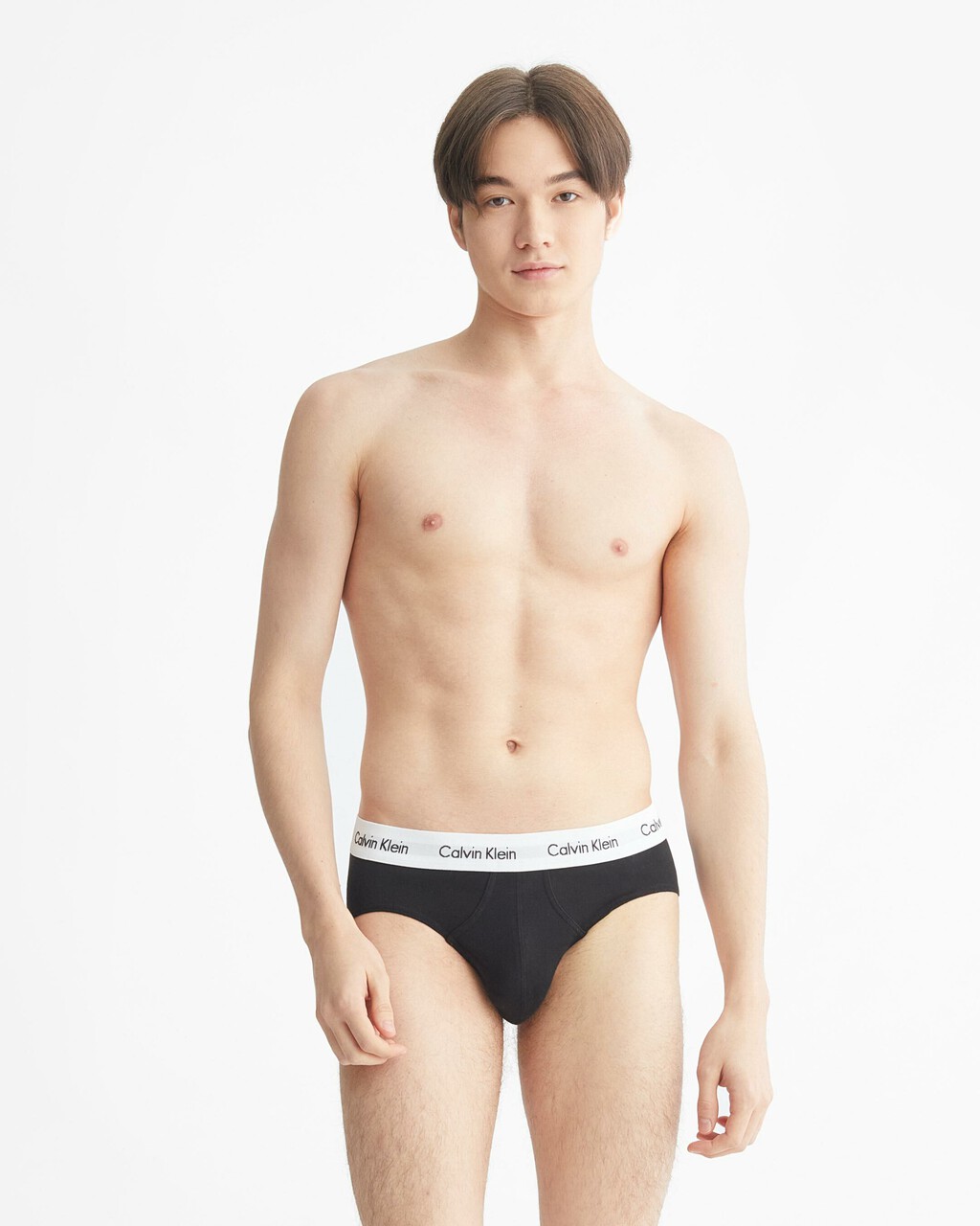 Cottons Stretch 低腰三角褲, Black w/ Grey Heather          White, hi-res
