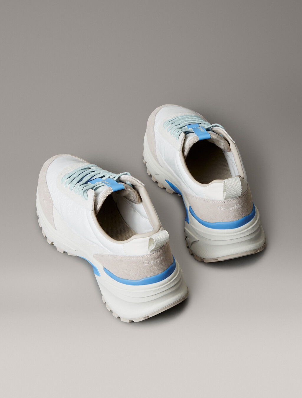 Suede and Emblem Logo Nylon Trainers, Bright White/Bonnie Blue, hi-res
