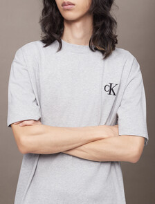 Calvin Logo 圓領上衣, Heroic Grey Heather, hi-res