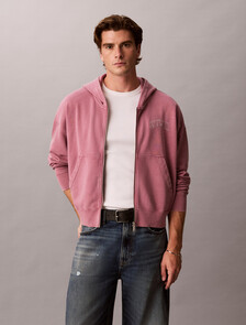 Garment-Dyed Boxy Zip-Up Hoodie, Dusky Orchid, hi-res