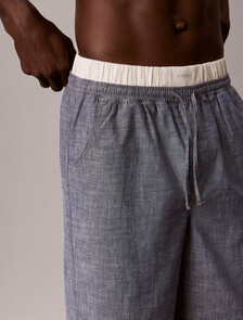 Cotton Chambray Sleep Pants, CHAMBRAY INDIGO, hi-res