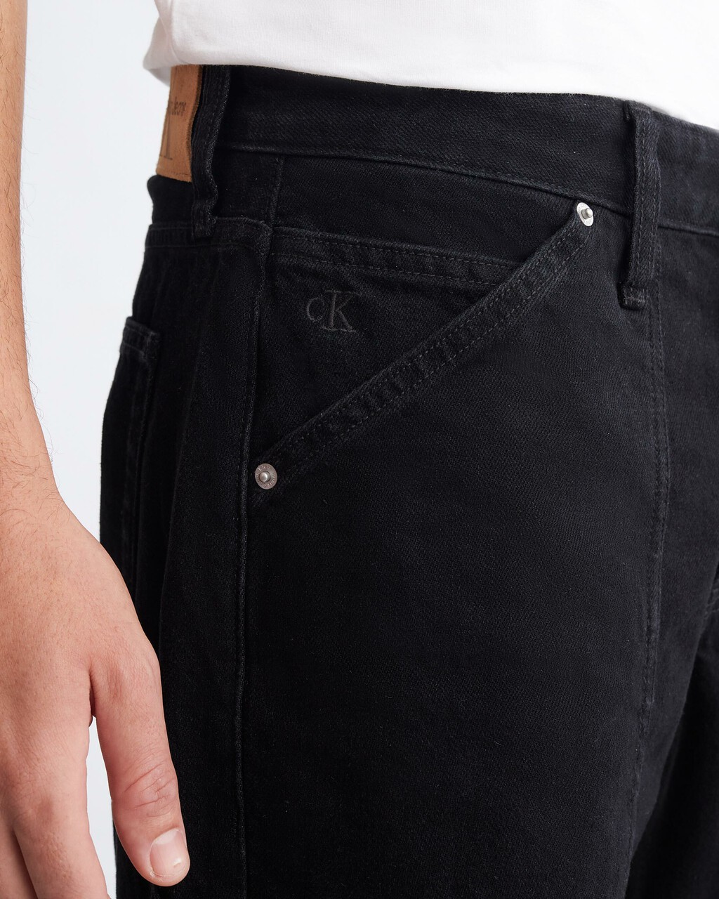 Recycled Cotton 90s Straight Workwear Pants, WASHED BLACK, hi-res