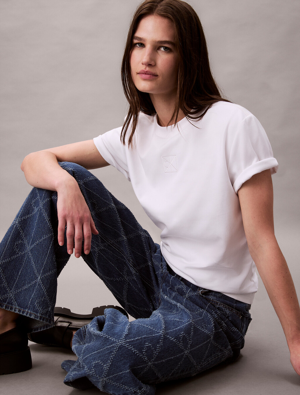 Premium Cotton Mock Neck Tee, Brilliant White, hi-res