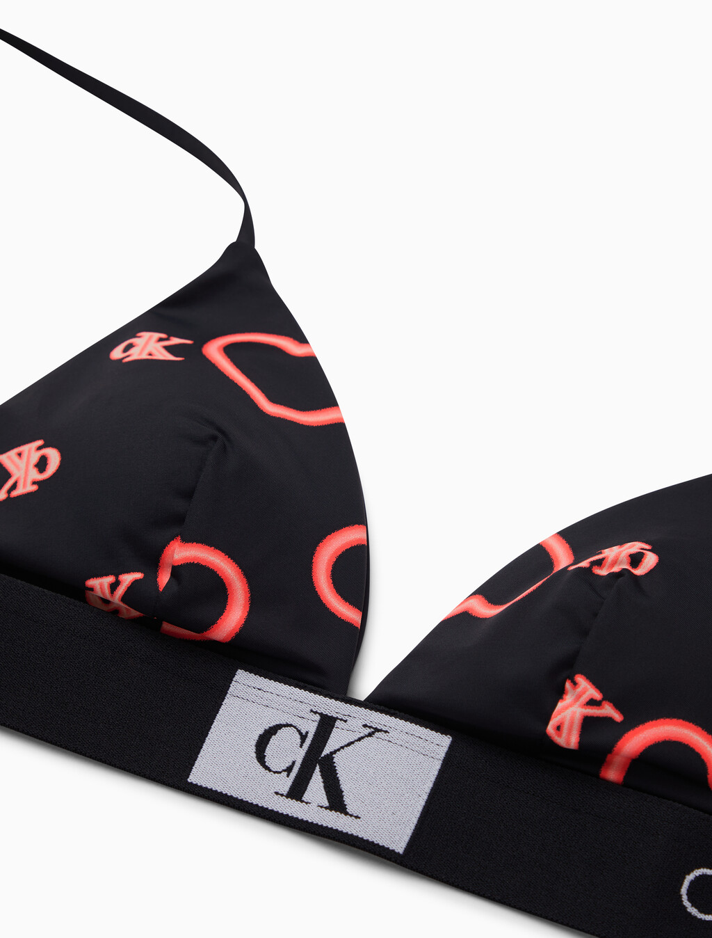 Calvin Klein 1996 Vday Lightly Lined Triangle Bra, NEON HEART+BLACK, hi-res