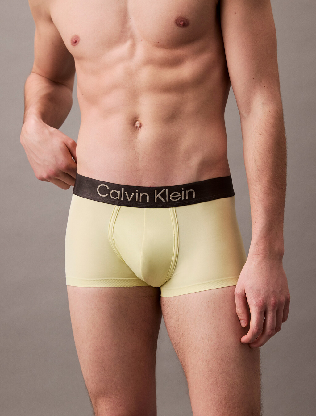 Brushed Microfiber Stretch Low Rise Trunk, Pale Lime Yellow, hi-res