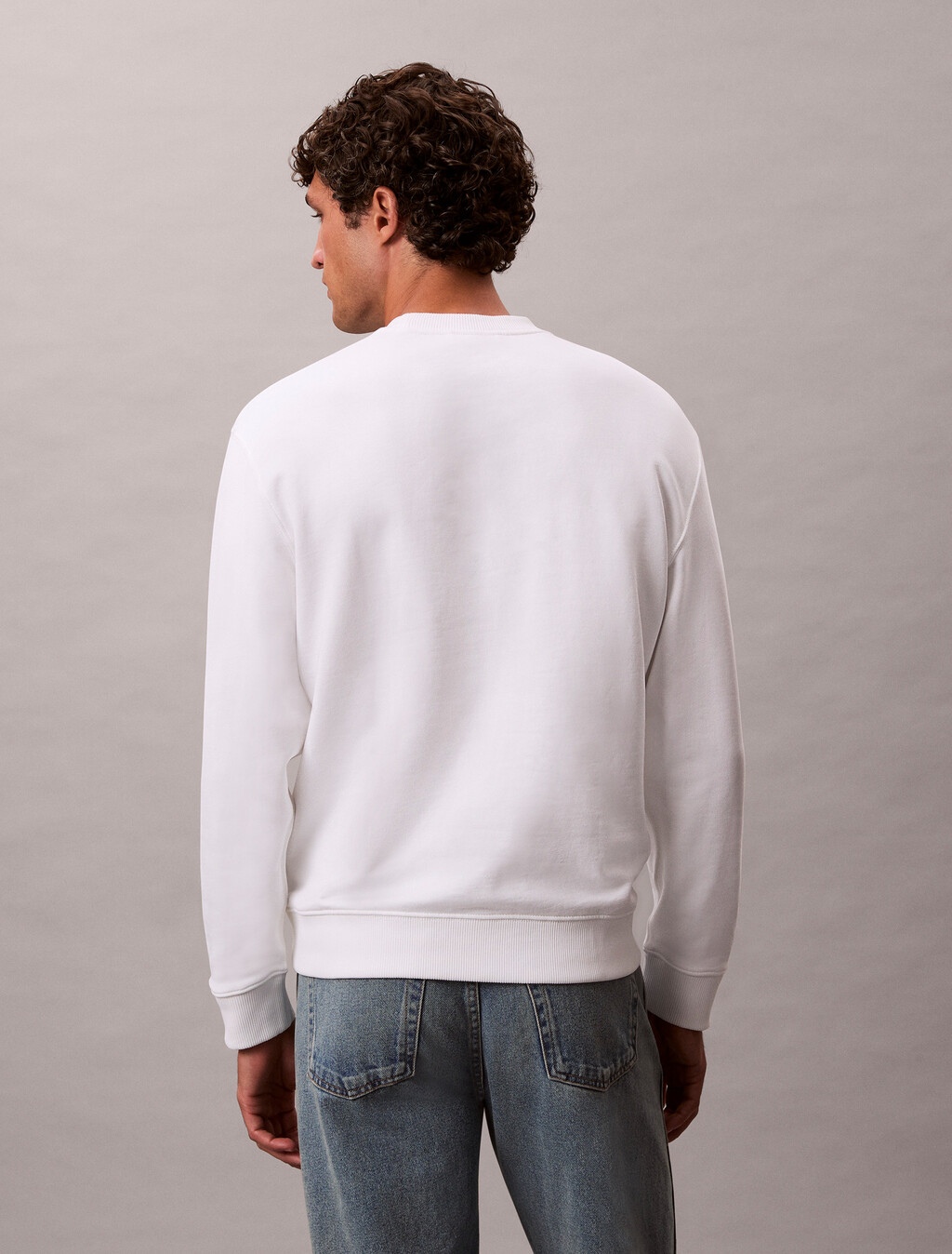 Cotton Terry Badge Sweatshirt, Bright White, hi-res