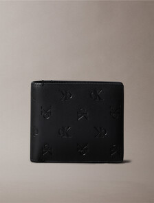 Monogram 壓花標誌零錢對摺式銀包, Black, hi-res