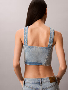 Logo Tape Denim Tank Top, FRESH WATER, hi-res