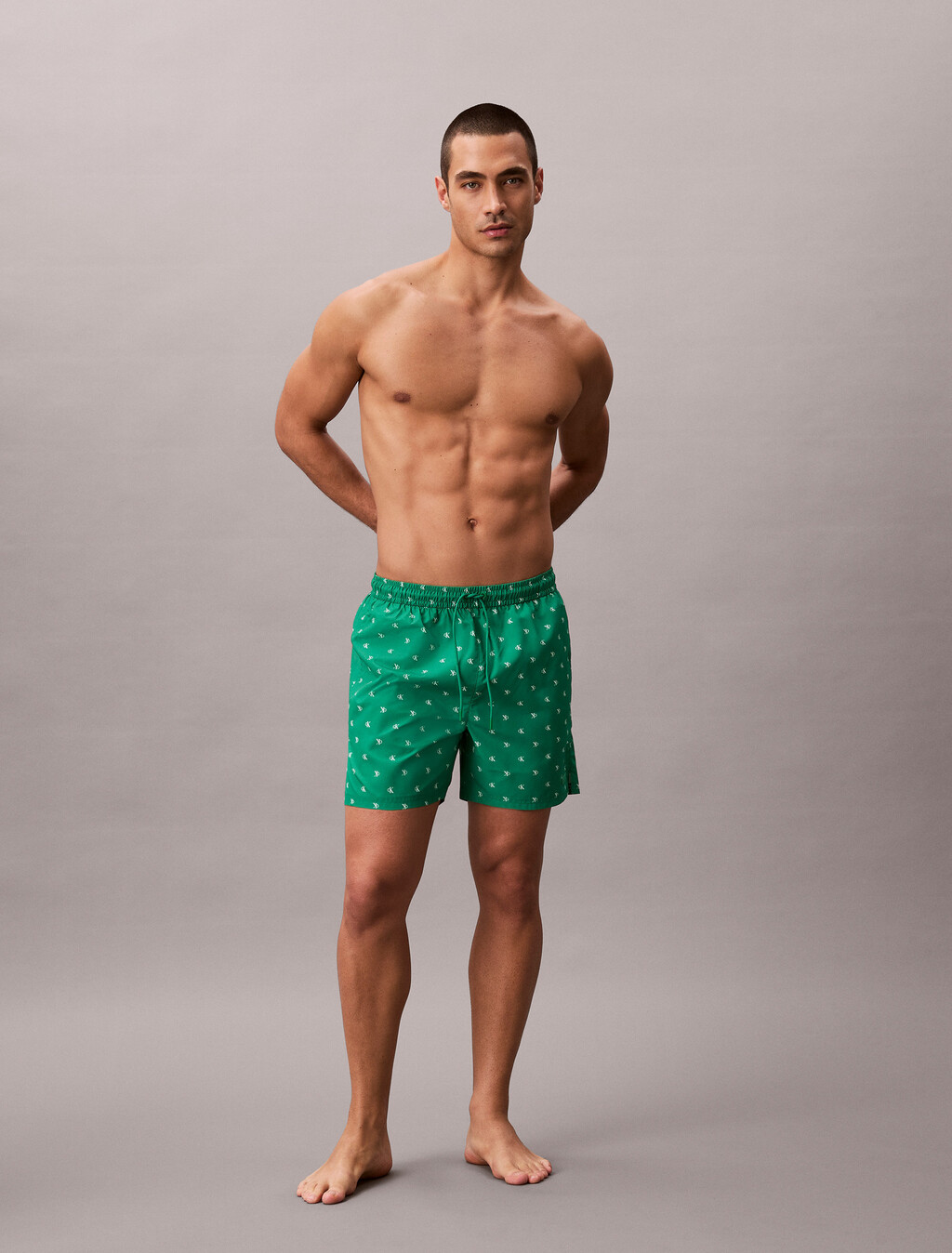 Solid Swim Shorts, 17496 DIAMOND LOGO+MARDI GRAS GREEN, hi-res