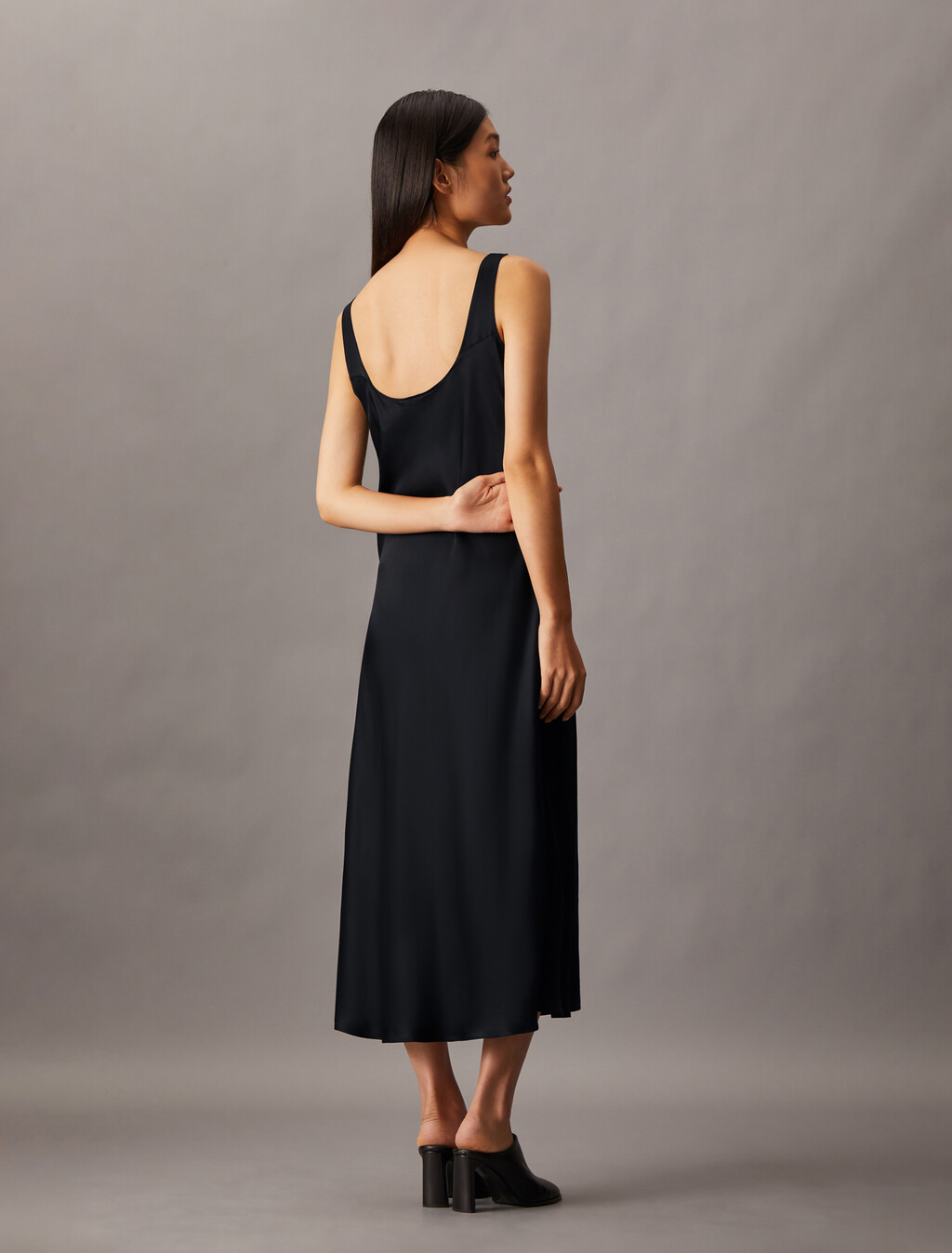 Hero Viscose Satin Slip Dress, Black, hi-res