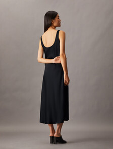Hero Viscose Satin Slip Dress, Black, hi-res