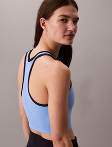 Icon Sport Graphic Monogram Longline Bra, Blue Descent, hi-res