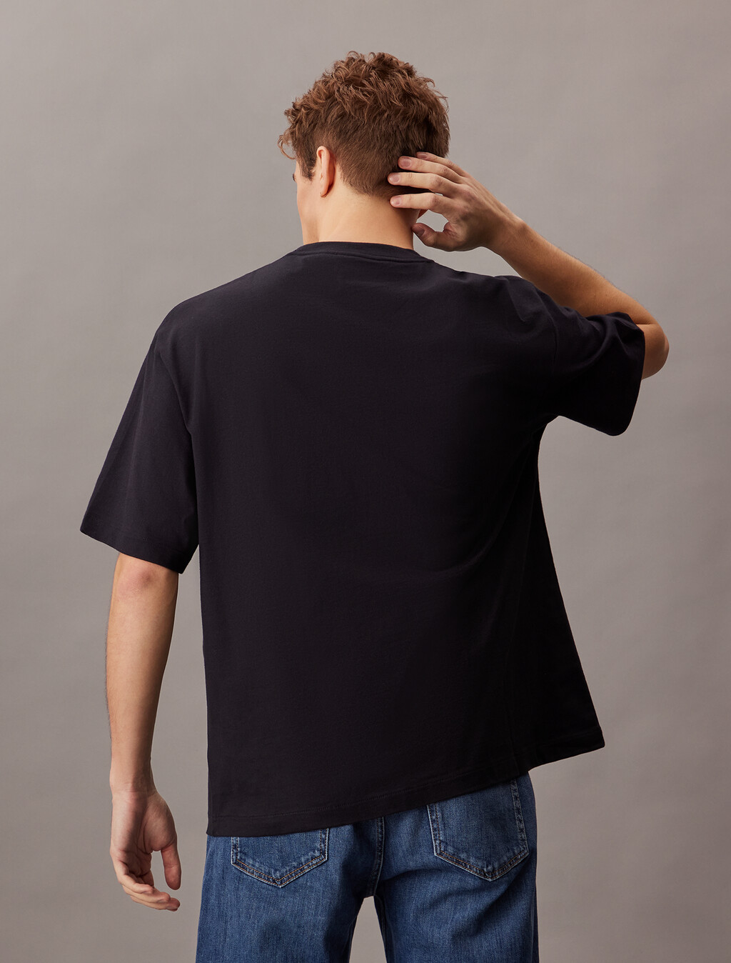 Calvin Logo 圓領上衣, Black Beauty, hi-res