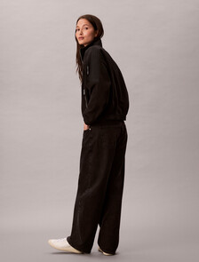 Polar Fleece Zip Neck Sweatshirt, Black, hi-res