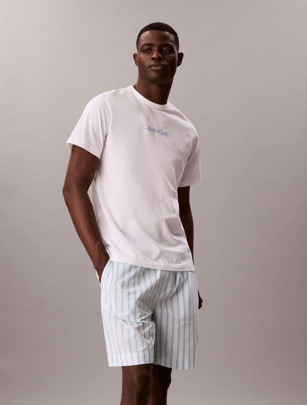 府綢棉短褲套組, Classic White TOP / VERTICAL BOARDWALK LOGO  STRIP, hi-res