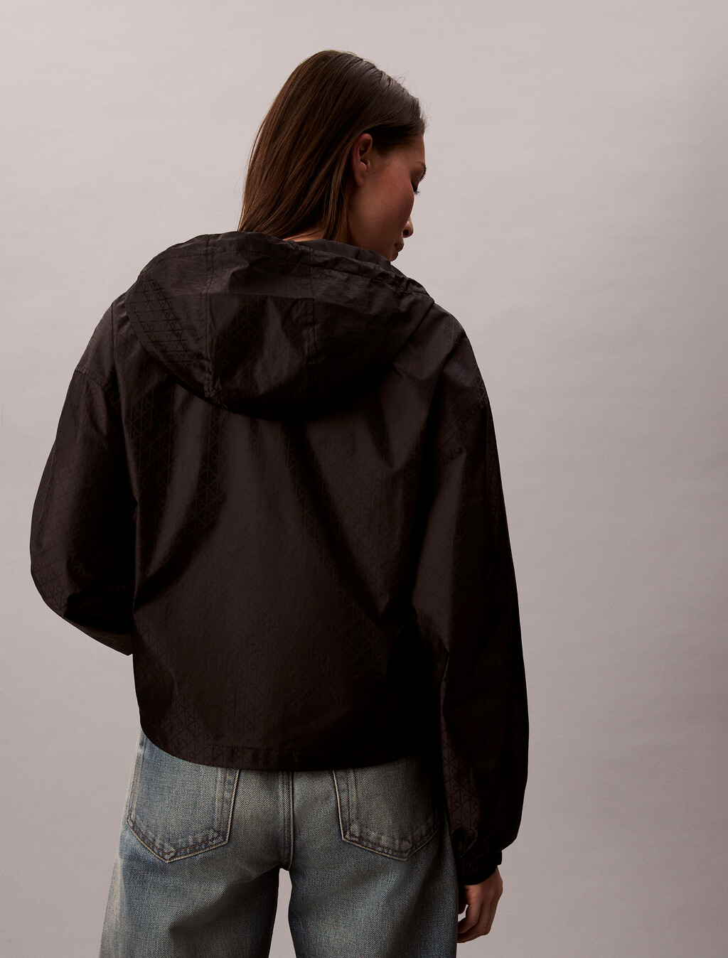All Over Print Logo Jacquard Wind Jacket, Black, hi-res
