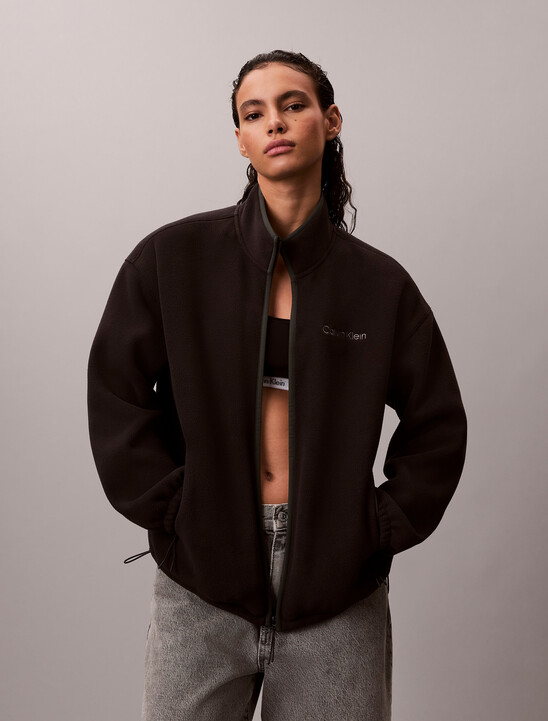 Fleece Relaxed Mock Neck Jacket