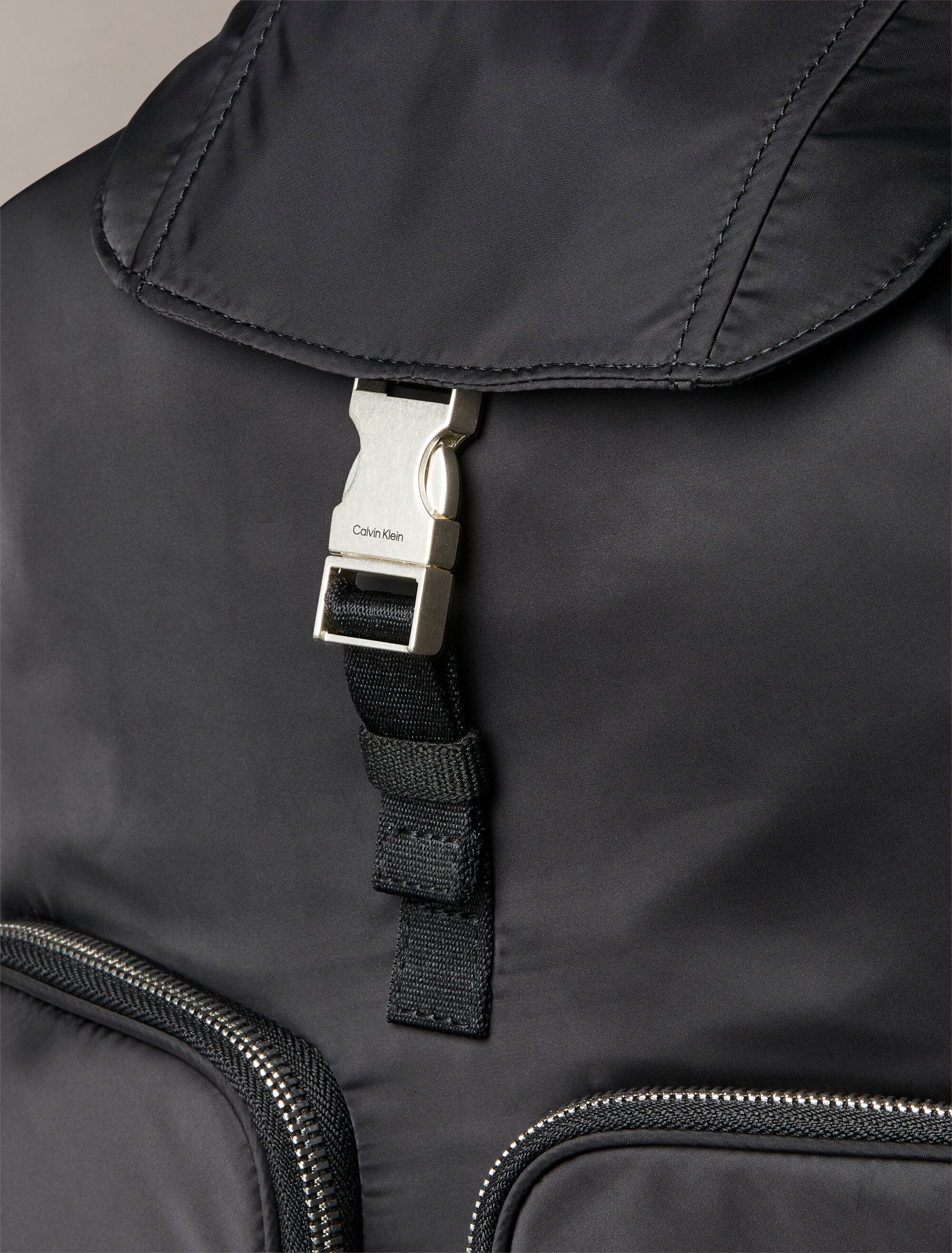 Soft Satin Nylon Flap Backpack | black | Calvin Klein Hong Kong