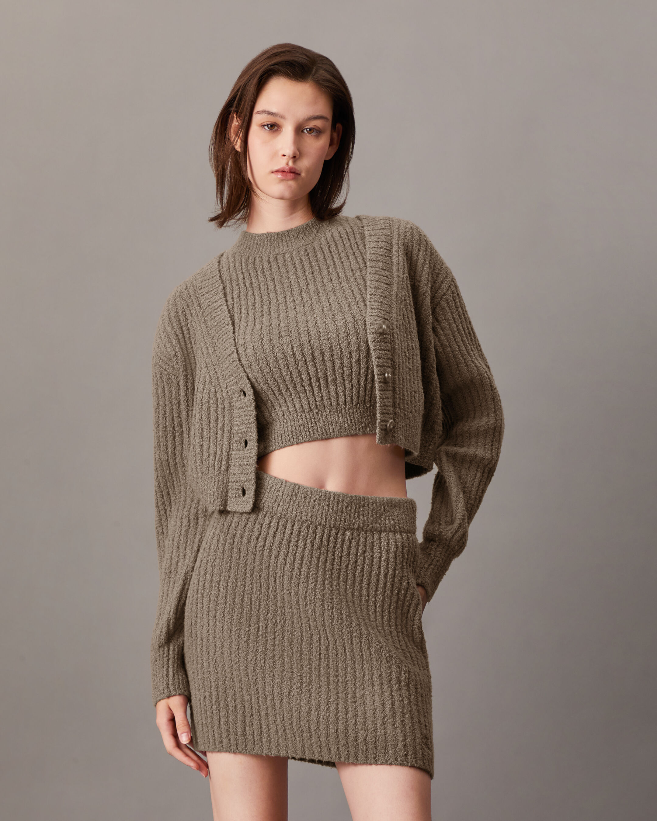 Chenille grey cardigan hot sale