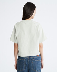 STANDARDS CROPPED EMBRACE GRAPHIC CREWNECK T-SHIRT, Green Lily, hi-res