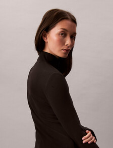 Ribbed Cotton Turtleneck Top, Black, hi-res