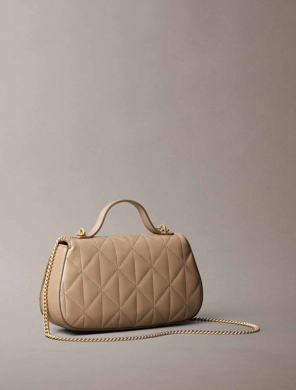 Quilted Emblem Logo Chain Bag, Desert Taupe, hi-res