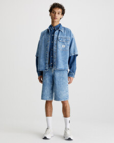 寬鬆木工牛仔短褲, Denim Medium, hi-res