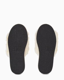 Faux Fur Slippers, Creamy White/Black, hi-res