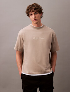 Calvin Logo 圓領上衣, Vintage Khaki, hi-res