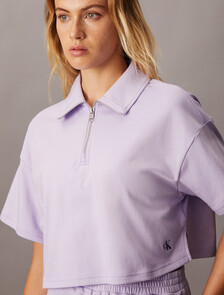 涼感半拉鍊 Polo 衫, Pastel Lilac, hi-res