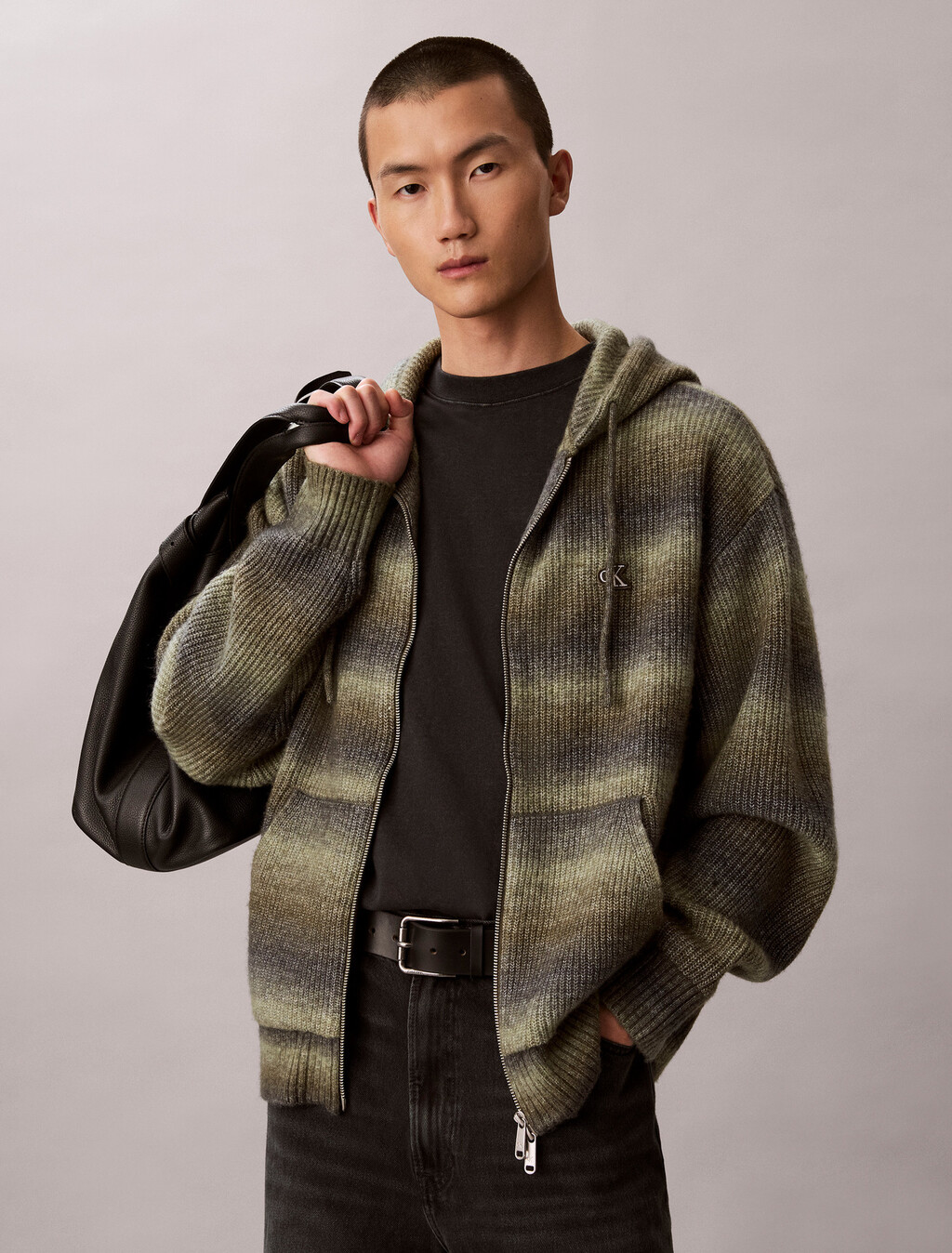 Ombr&eacute; Zip-Up Hoodie, Olive Night, hi-res