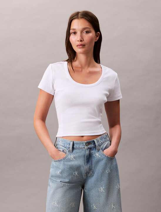 Rib Knit Open Back Cropped Top