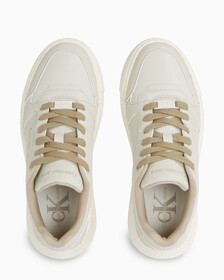 Faux Leather Trainers, Eggshell/Travertine, hi-res