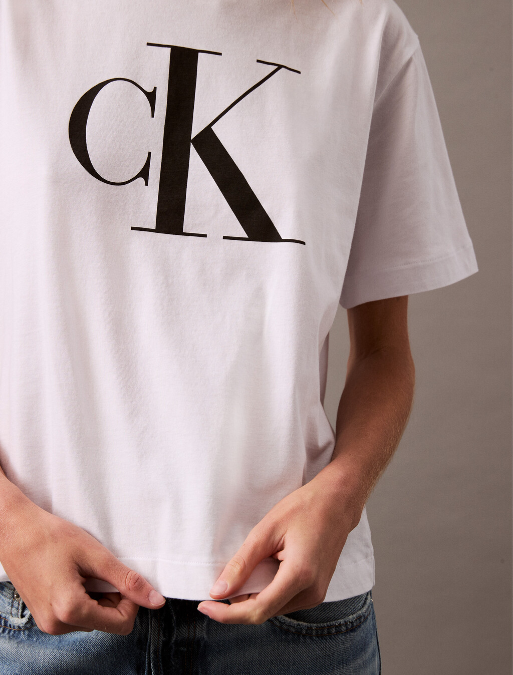 CK 標誌方正版型 T 恤, Brilliant White, hi-res