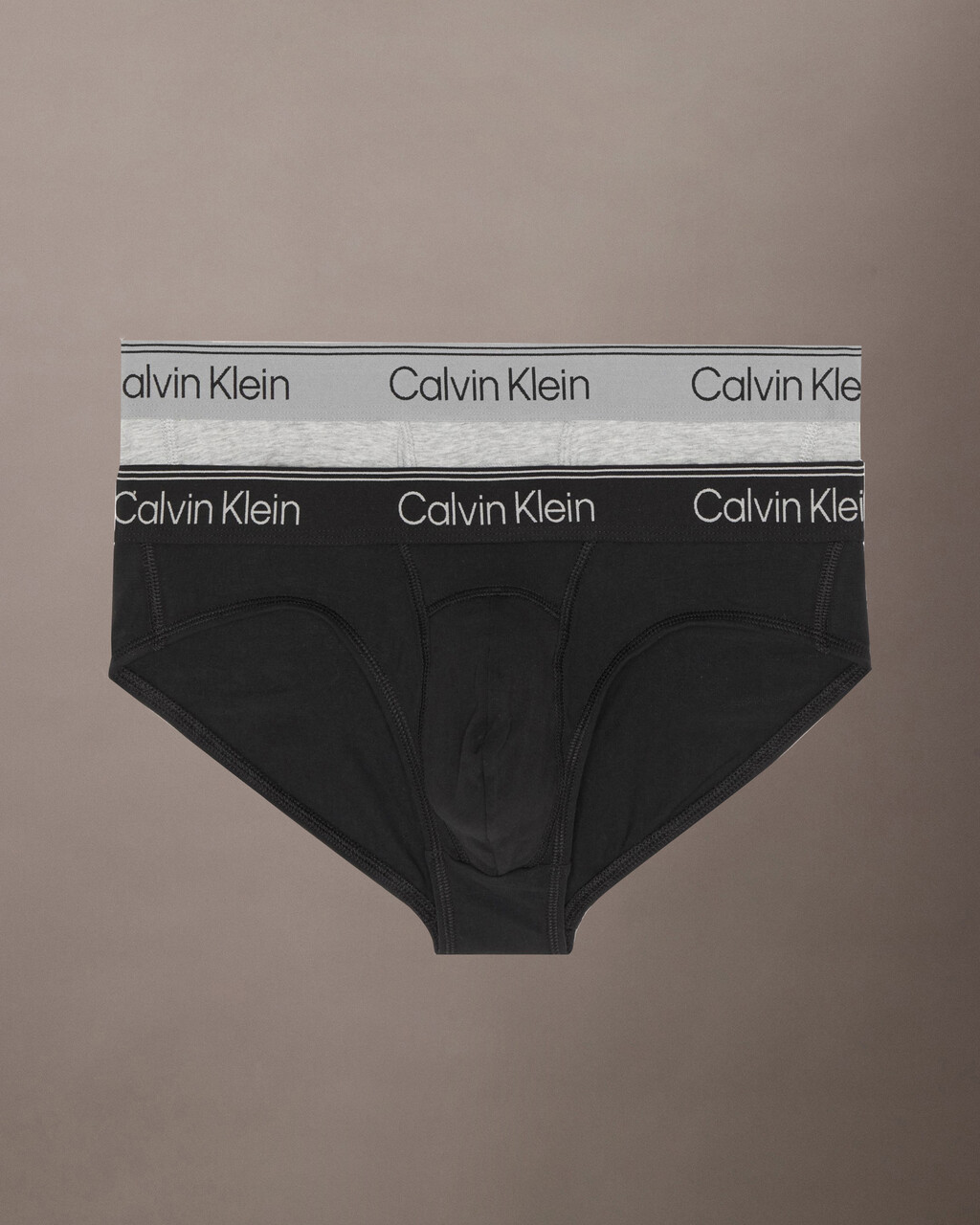 ATHLETIC COTTON 2 PACK HIP BRIEFS, BLACK/GREY HEATHER, hi-res