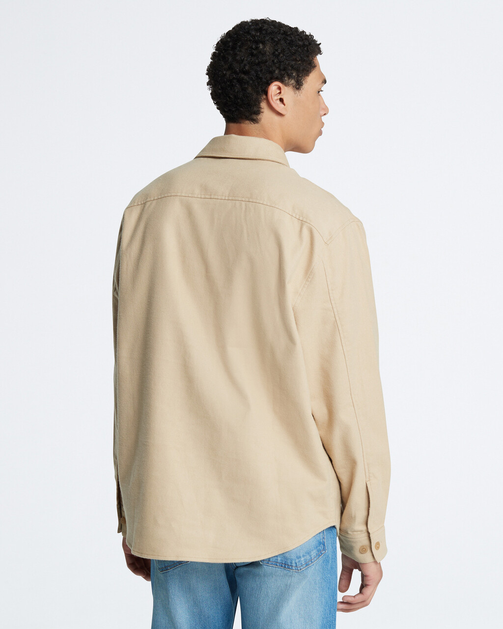 Oversized Flannel Button-Down Shirt Jacket, Travertine, hi-res