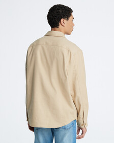 Oversized Flannel Button-Down Shirt Jacket, Travertine, hi-res