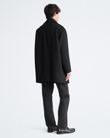 Wool Blend Double Breasted Peacoat, Black Beauty, hi-res