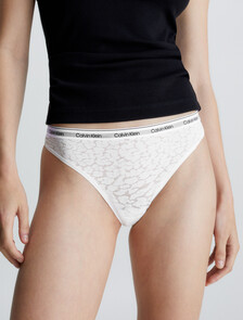 Lace High Leg Thong, White, hi-res