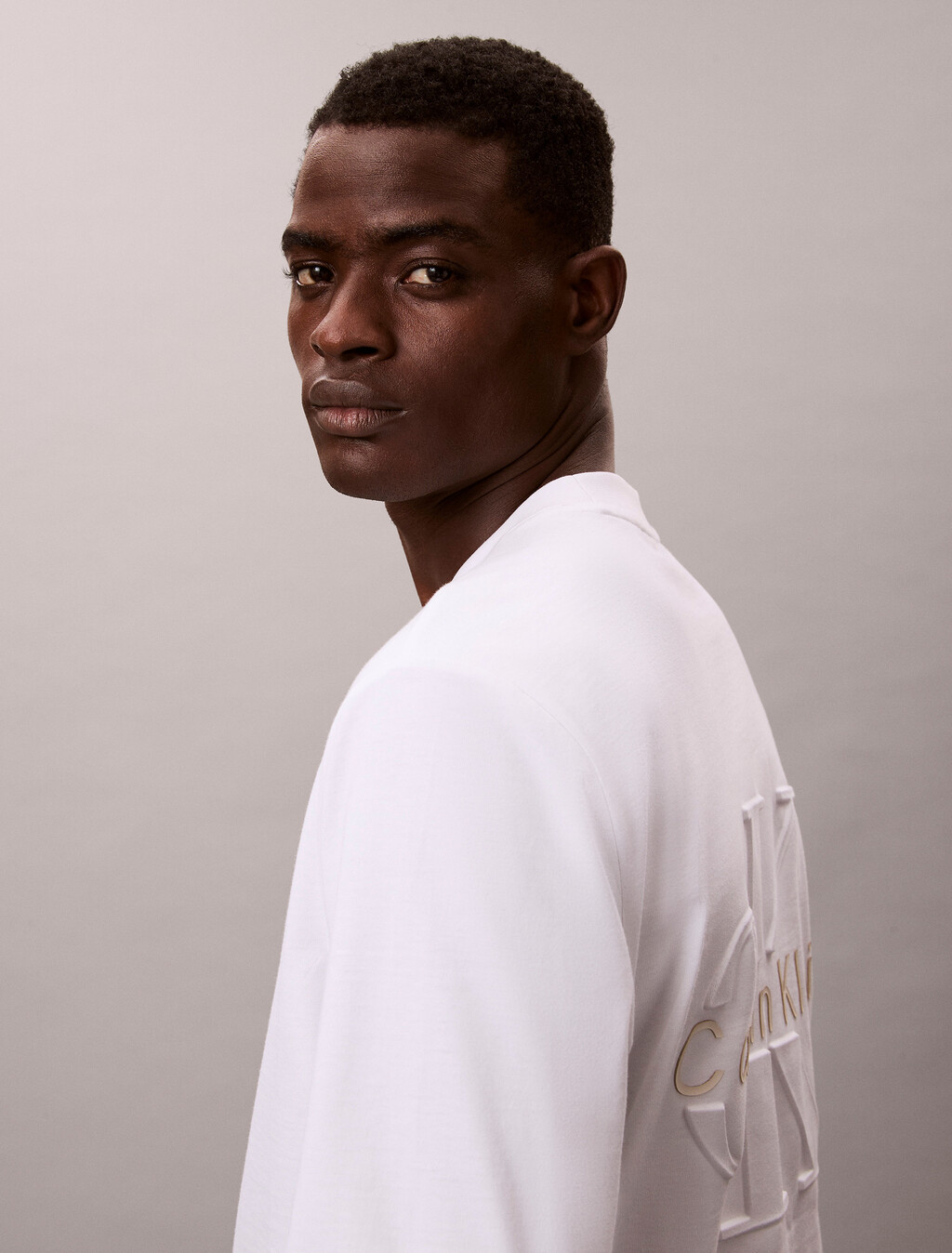 壓花標誌寬版 T 恤, Bright White, hi-res