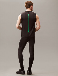 全長運動緊身褲, BLACK W/ BLOSSOM GREEN LOGO, hi-res